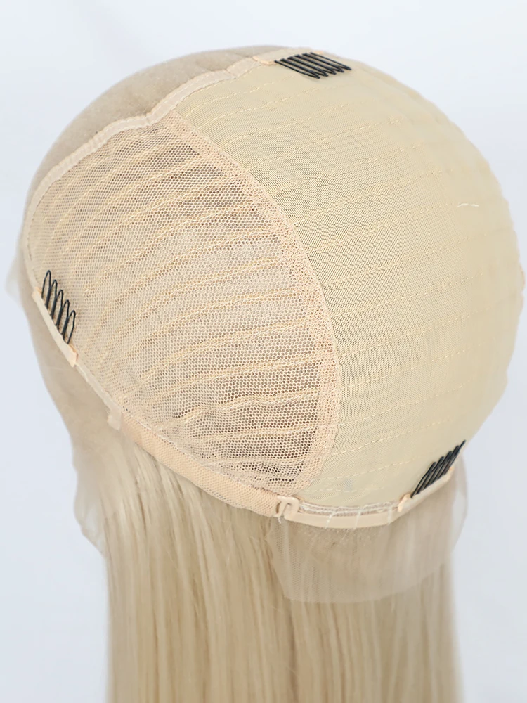 긴 스트레이트 레이스 프론트 가발, 천연 헤어라인 합성 레이스 프론트 가발, 13x6 라이트 골드