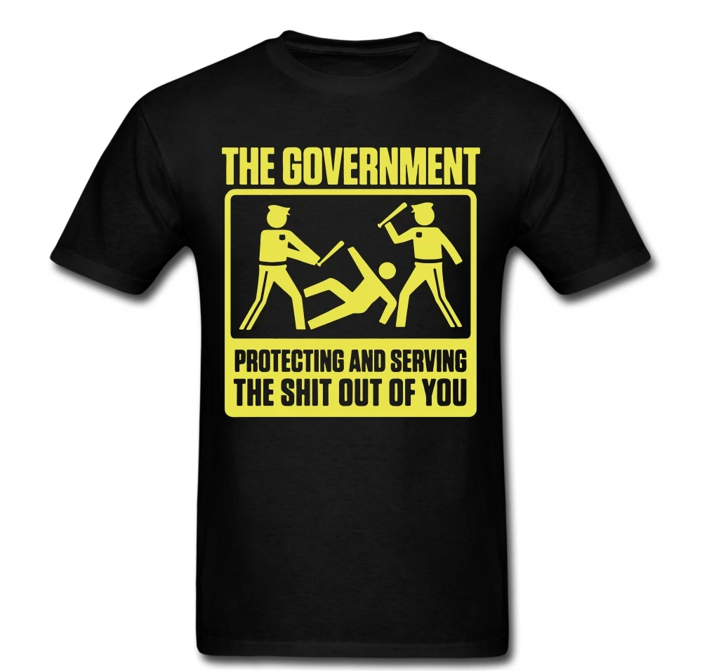 Summer Government Protecting and Serving you funny Brutality Police Tee t shirt men's round neck short sleeved shirt
