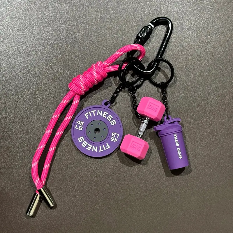 Chaveiro de fitness para amantes do ginásio, presente premium, acessórios para entusiastas do esporte, sacos de treino, garrafas de água, fivela em forma de d