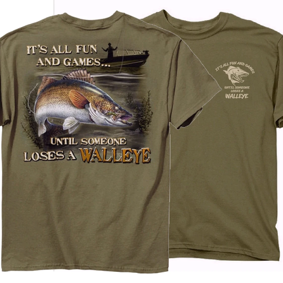 Funny Walleye Fishing Game Angler Gift T Shirt. New 100% Cotton Short Sleeve O-Neck Casual T-shirts Loose Top Size S-3XL