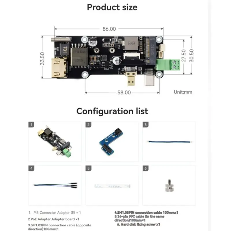 Delicate Texture- To Micro Adapter Board Compatible For Raspberry Pi 5 For Pi5 Connector Adapter Type E 16PIN FFC