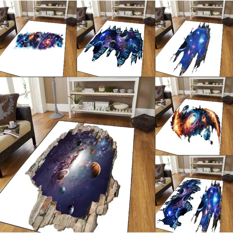 

Starry Sky Vulnerability Rug Waterproof Non-slip Floor Mat Living Room Carpet Black White Modern Art Style Home Decorative 카펫