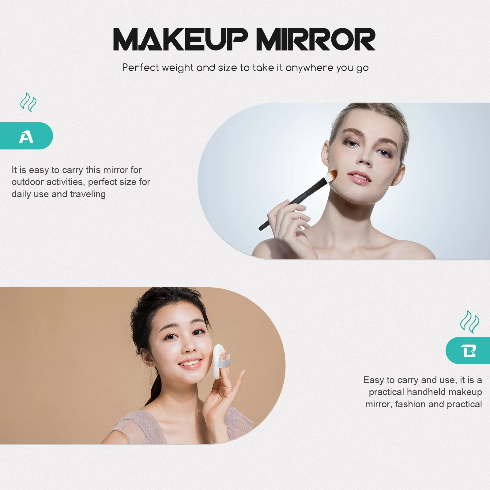 1 conjunto de espelho de maquiagem retro pente conjunto portátil espelho de vaidade tamanho pequeno para viagens maquiagem diária espelhos resistentes ao desgaste