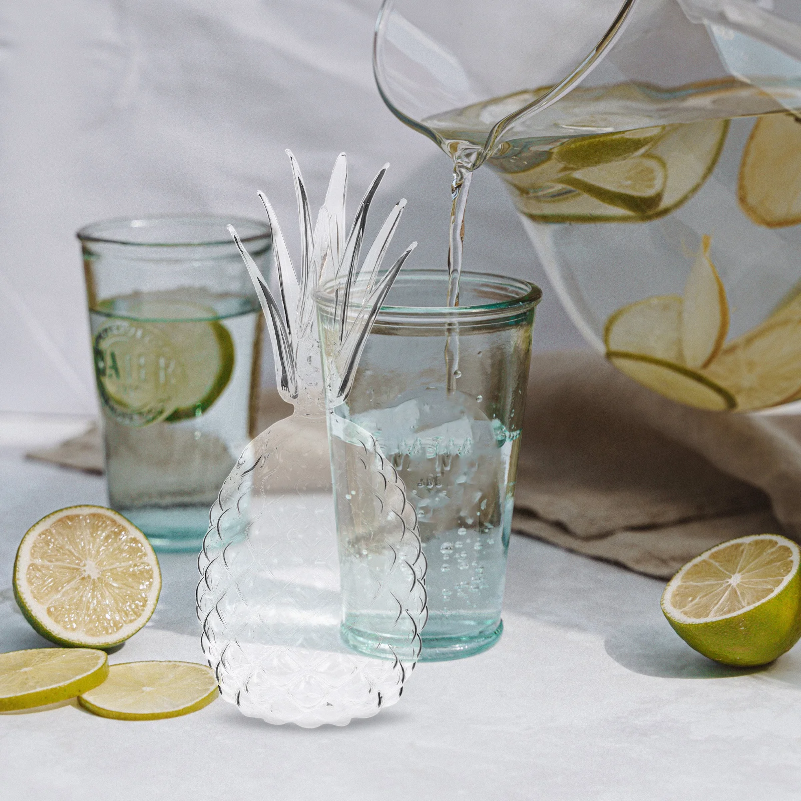 

Fun Pineapple Shaped Glass Cup with Straw for Cold Drinks Juices Cocktails Home Office Party Decor Summer Tropical Vibe