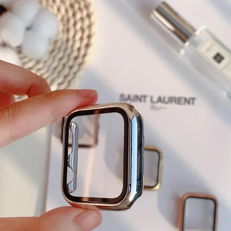 Glass+cover For Apple Watch Case 44mm-40mm 42-41mm 45mm Bumper Screen Protector apple watch series 9/8/4/3 se 7 6 5 Accessories