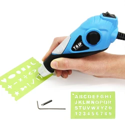 13W Elektrikli Gravür Aracı Gravür Kalemi Ahşap Metal Paslanmaz Çelik Cam Plastik Gravür Karbür Uçları ve Zanaat Şablonları ile