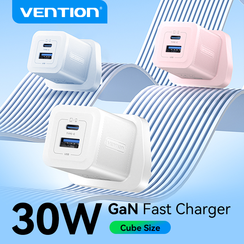 Vention 30W GaN Fast Charger PD3.0 USB Type C for iPhone 16 15 14 Pro Max Xiaomi Samsung Galaxy iPad Tablet Type C Phone Charger