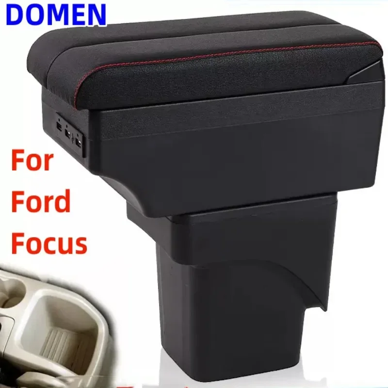 

For Ford Focus 2 Armrest box Central Store Content With Retractable Cup Hole Large Space Dual Layer USB Charging