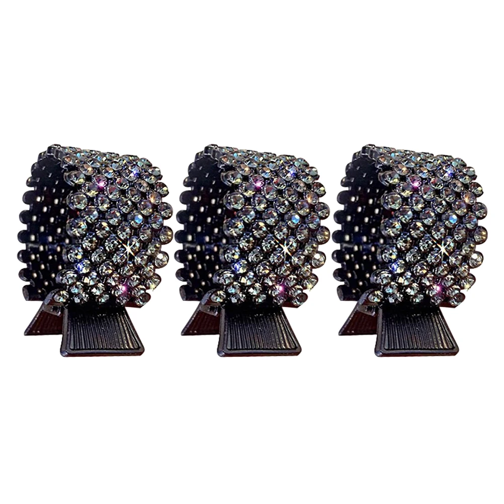 

3pcs High Ponytail Hair Clips Rhinestone Crystal Metal Clamps Bling Non Slip Hair Holders for Women Glamorous Hairstyle