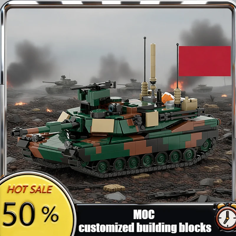 

Набор для сборки боевого танка M1A2 Abrams Woodland (1089 деталей), модульный конструктор MOC, развивающая игрушка для детей, подарок для самостоятельной сборки