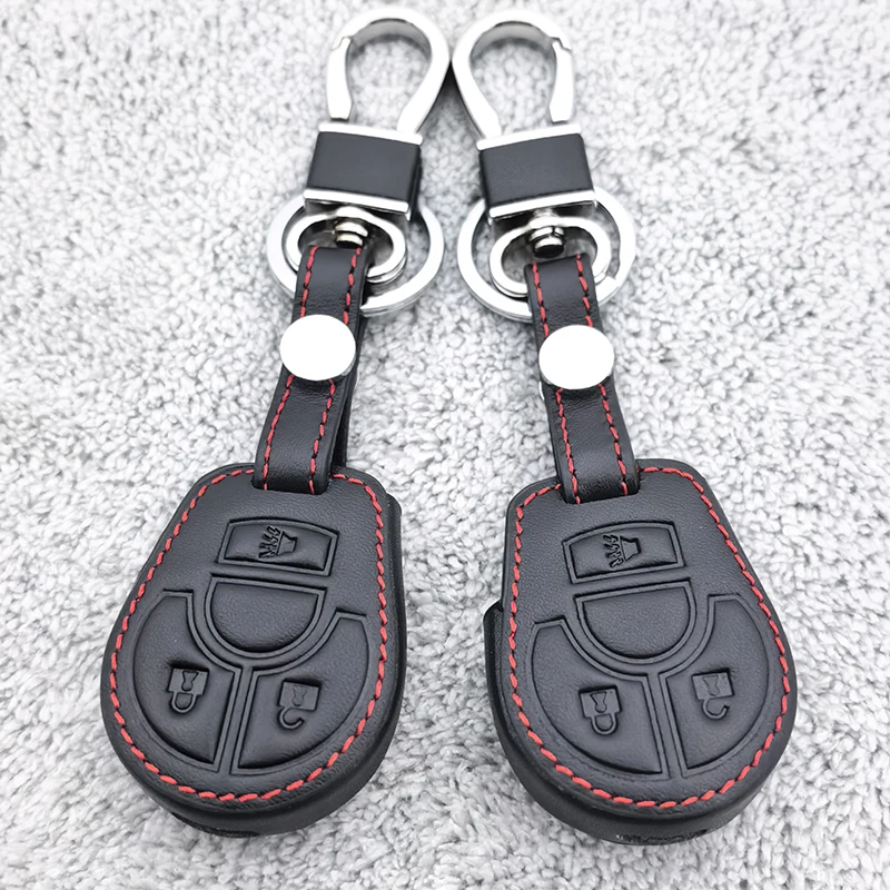 3 Buttons Leather Car Remote Key Case Cover for Nissan March Tiida Altima Armada Cube Juke Maxima Pathfinder Rogue Sentra Versa