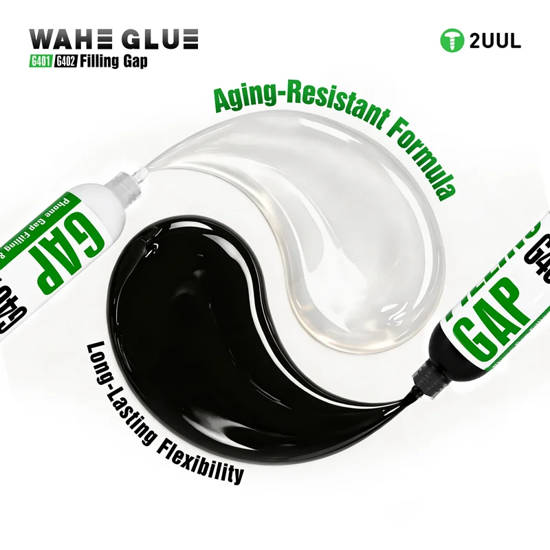 2UUL WAHE G401 G402 Filling Gap Glue Flexible Buffer Adhesive for Mobile Phone Screen Frame Fast Curing Bonding Glue Repair Tool