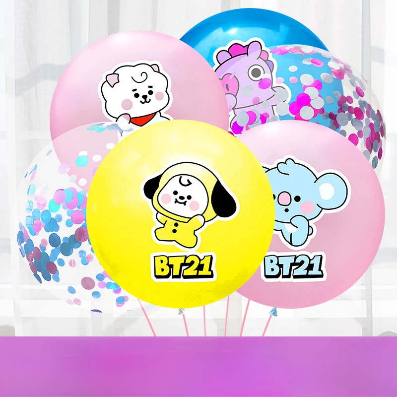 BT21 balloon Theme Party Birthday Festival Scene Setting Child Cartoon Pull The Flag Cake Insert Creativity Decor Supplies gift