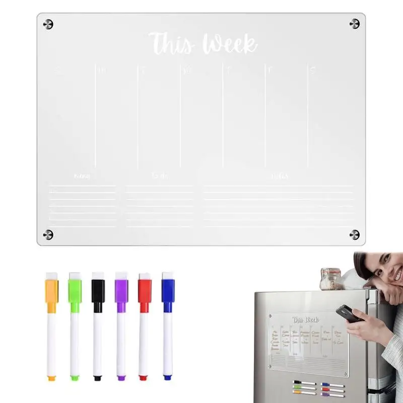 Acrylic Board Fridge Magnet Sticker Dry Erase Transparent Schedule Board For Fridge Message Menu Board Planner Home School Offic