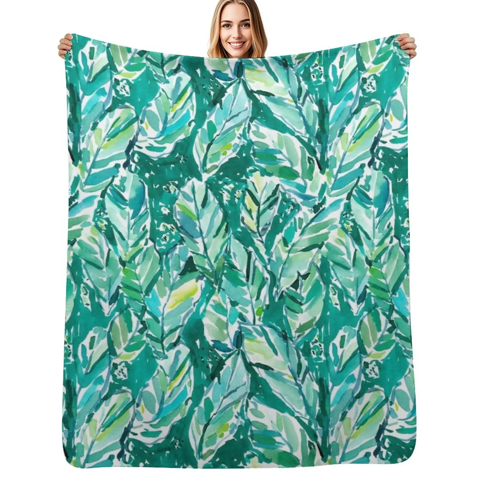 BANANA LEAF JUNGLE Throw Blanket Machine Washable Soft Warm Blanket