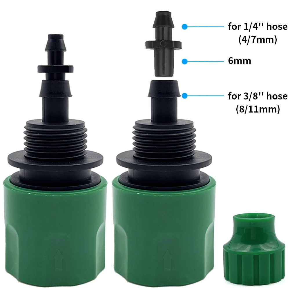 WUJIE 2PCS Quick Coupling Adapter with 1/4 (ID 4mm) or 3/8 inch (8mm) Barbed Connector for Irrigation Garden Watering Greenhouse