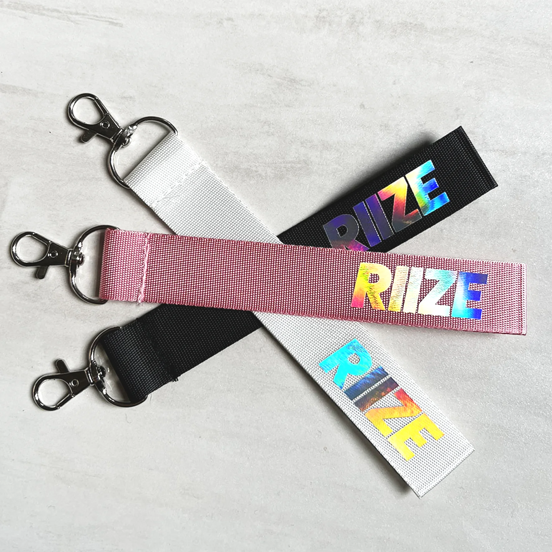KPOP RIIZE Laser Phone Strap Get A Guitar Black Rope Lettter Keyring WonBin SUNGCHAN Polyester Rope Bag Pendant For SOHEE Gifts
