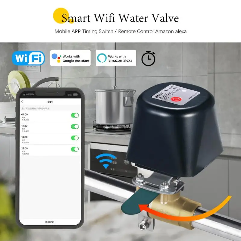 Imagem -02 - Xiaomi-smart Wifi Water Valve Manipulator Gás Shut Off Controller Controle Remoto Irrigação por Aquecimento Google Alexa Compatível