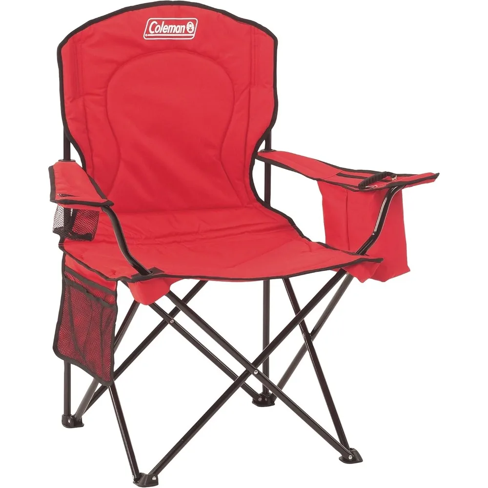 

Portable Camping Chair with 4-Can Cooler, Fully Cushioned Seat and Back with Side Pocket and Cup Holder, Carry Bag Included