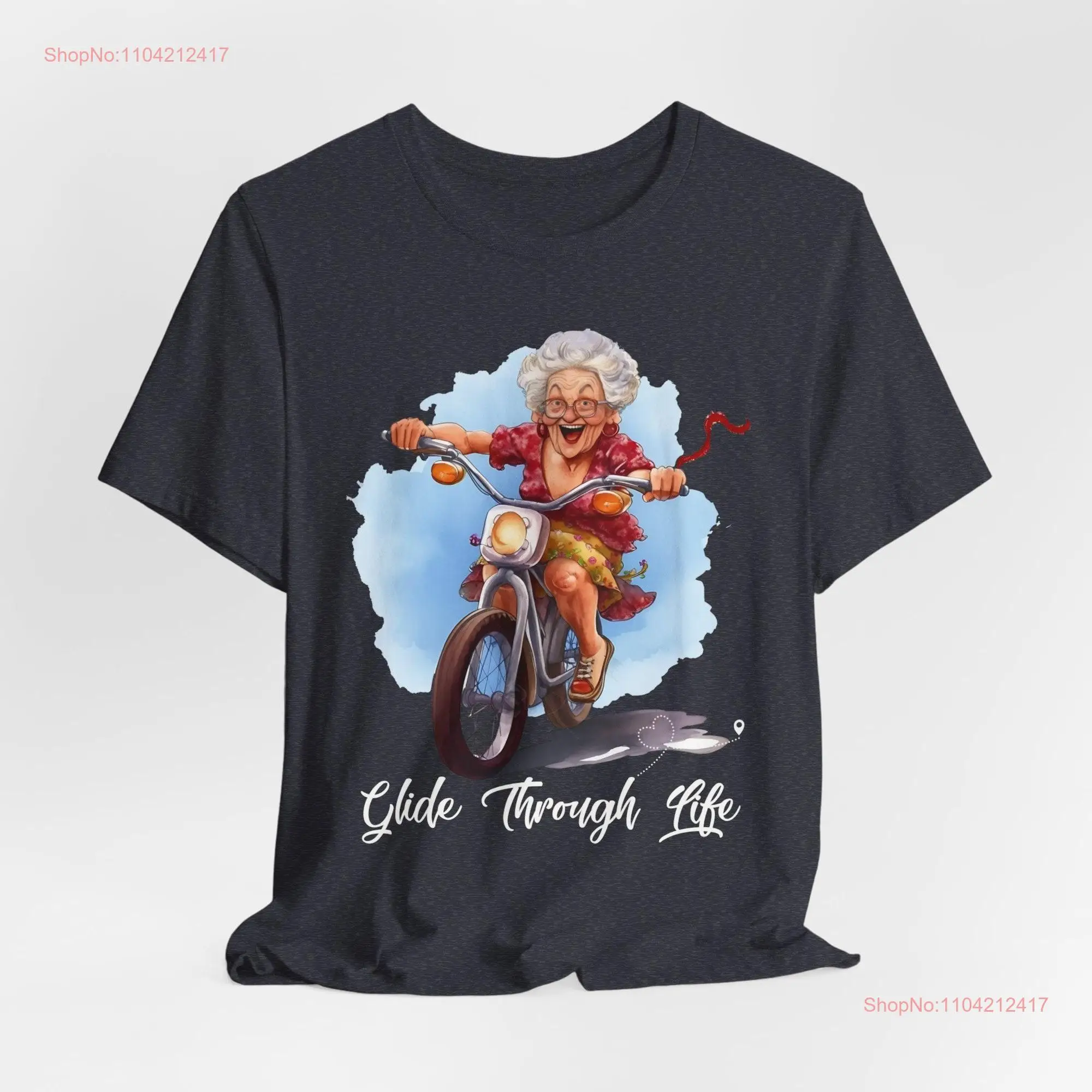 Funny Grandma Biker T Shirt Motorcycle Lover for Grandparents Grandpa By Glide Through Life long or short sleeves