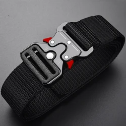 1 piece men's tactical sports belt, quick release symmetrical buckle, polyester fiber, suitable for outdoor training militar