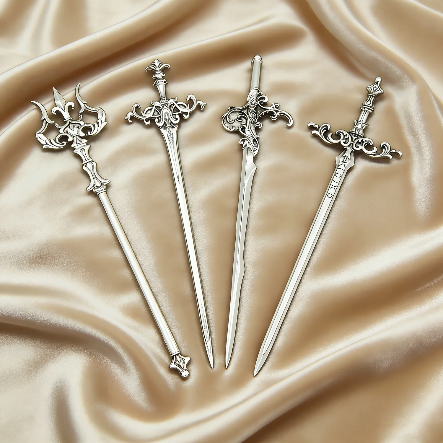 1/4 piece Gothic retro Viking trident simulation sword hair clip set fashion Norwegian style Halloween party hair accessory