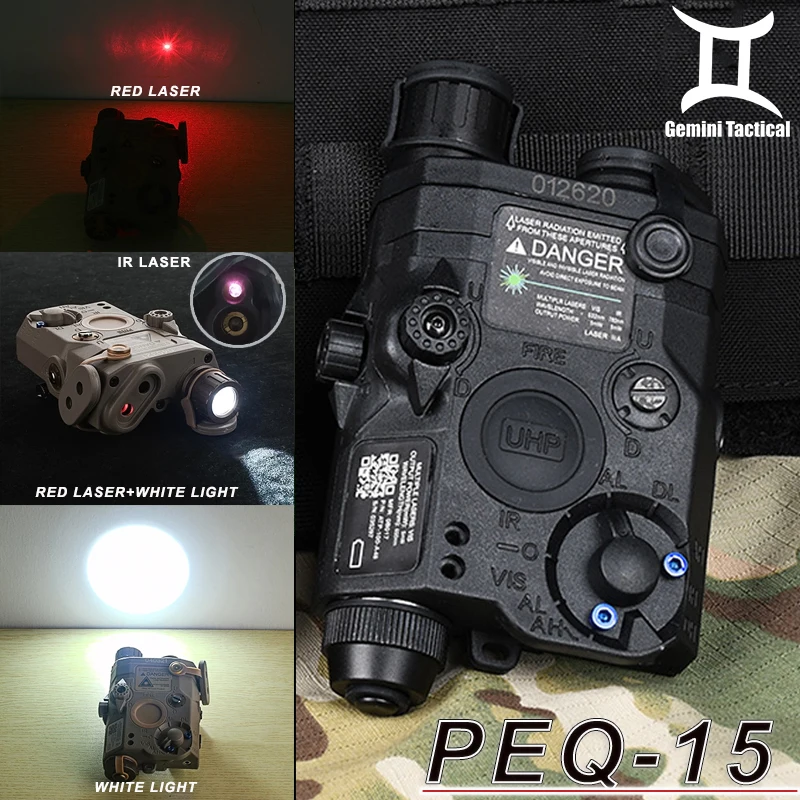 

PEQ 15 Red Dot Sight Aiming Laser Green IR White Light LED Tactical Hunting Weapon Scout Light PEQ DBAL Airsoft Accessories