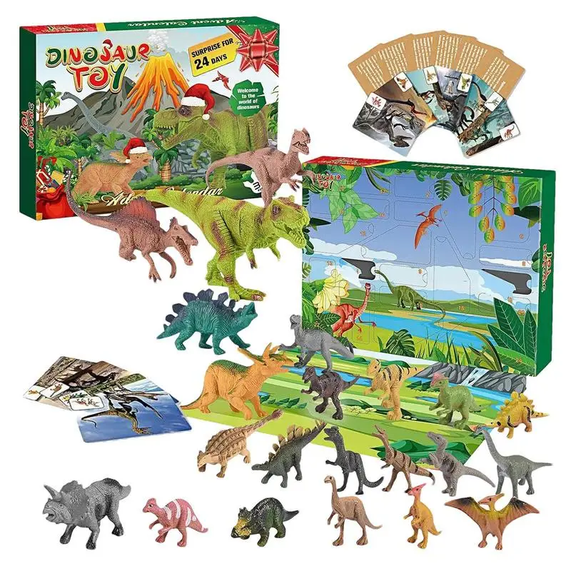 

2024 Advent Calendar Dinosaur Toys For Boys 24X Christmas Dinosaur Ornament Colorful Dinosaur Figurines For Girls Boys