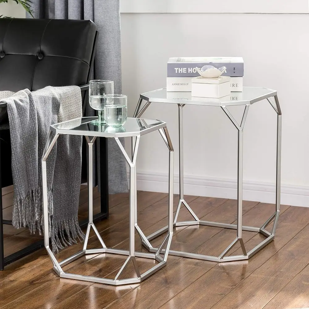 

Set Of 2 Nesting Coffee Tables Decorative Accent Side End Tables Plant Stand Chair For Bedroom Living Room Home Office And