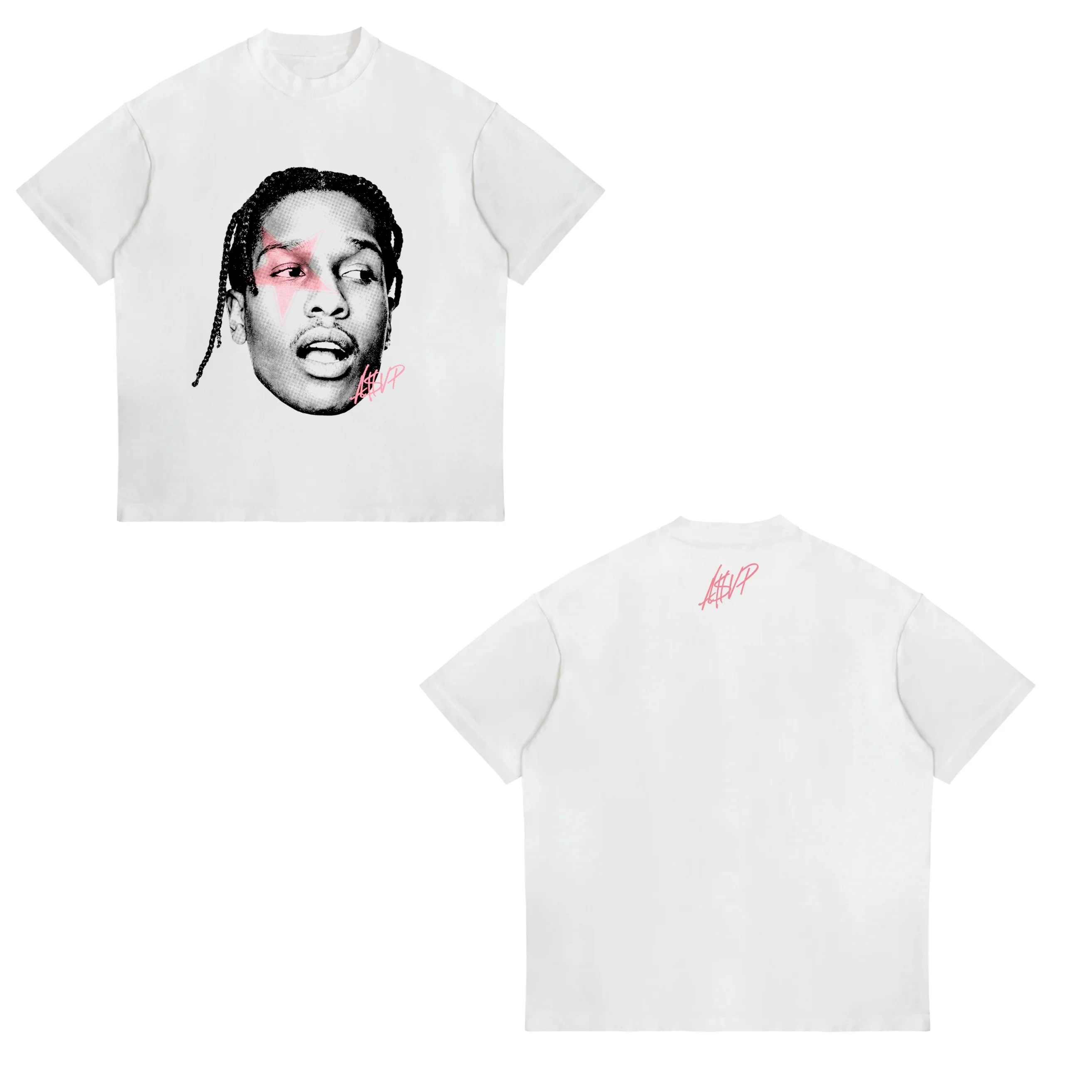 2026 Neues ASAP ROCKY Kurzarm-Print-T-Shirt HIP HOP High Street Gothic T-Shirt für Männer und Frauen mit Porträt-Motiv, locker geschnitten, lässig – Detail 17