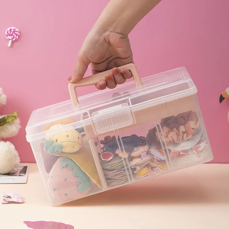 2-Tier Plastic Storage Box with Removable Tray Craft Organizers  Clear Container for Lego, Bead,Jewelry, Beauty Supplies, Sewing