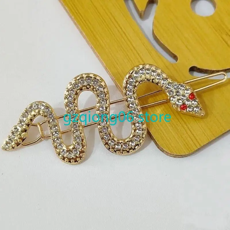 K3NF Unique Rhinestones Snake Hair Clip Elegant Hair Pin For Parties And Weddings