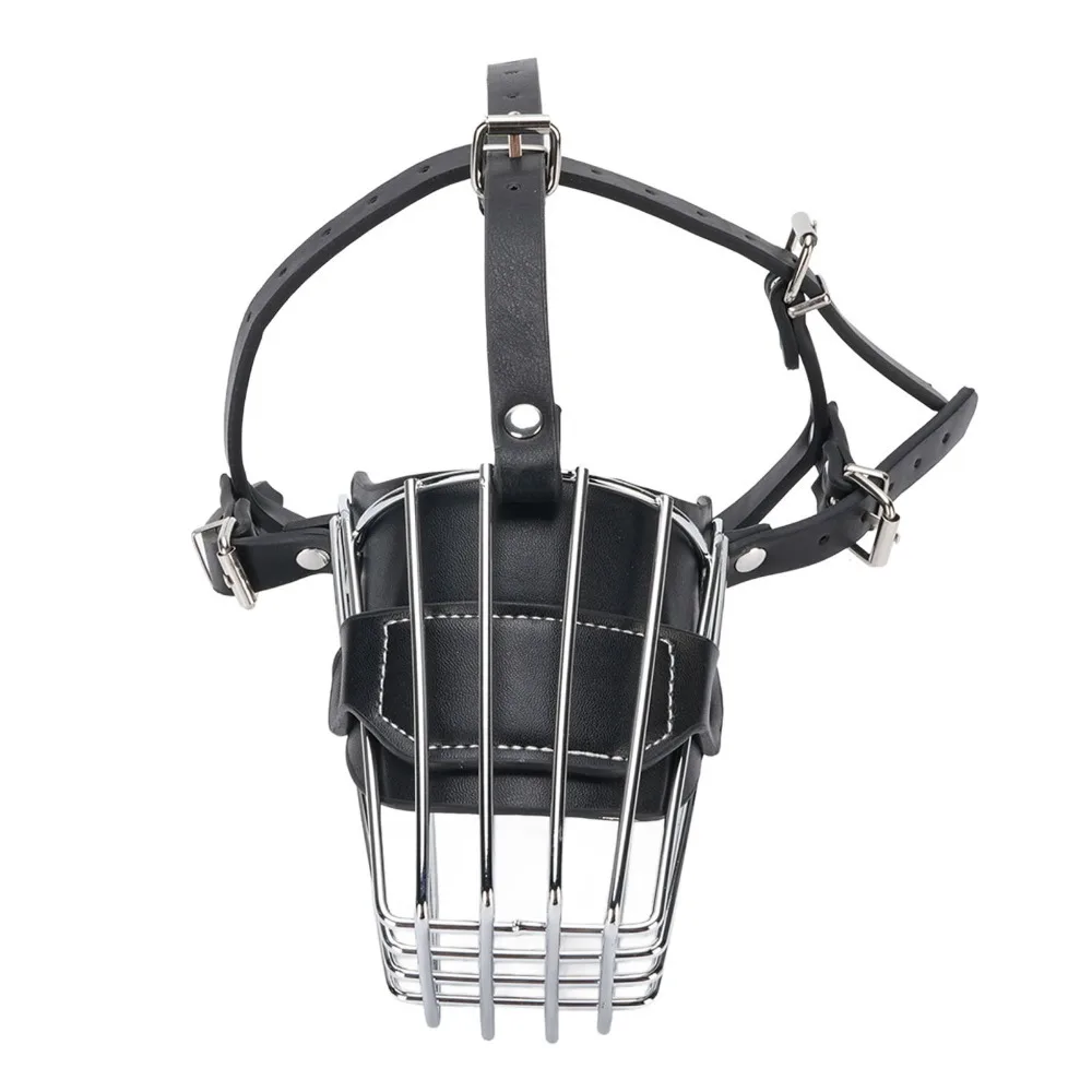 Iron Frame Large Dog Muzzle Breathable Structure Adjustable Strap Metal Basket Muzzle Full Coverage Light Weight