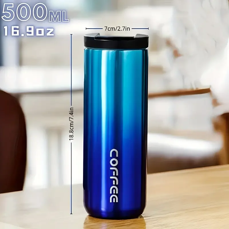 500ml/16.9oz Vacuum Flask WideMouth Travel Mug Perfect Home Office Kitchen Outdoor Iced Beverages Hot Beverages