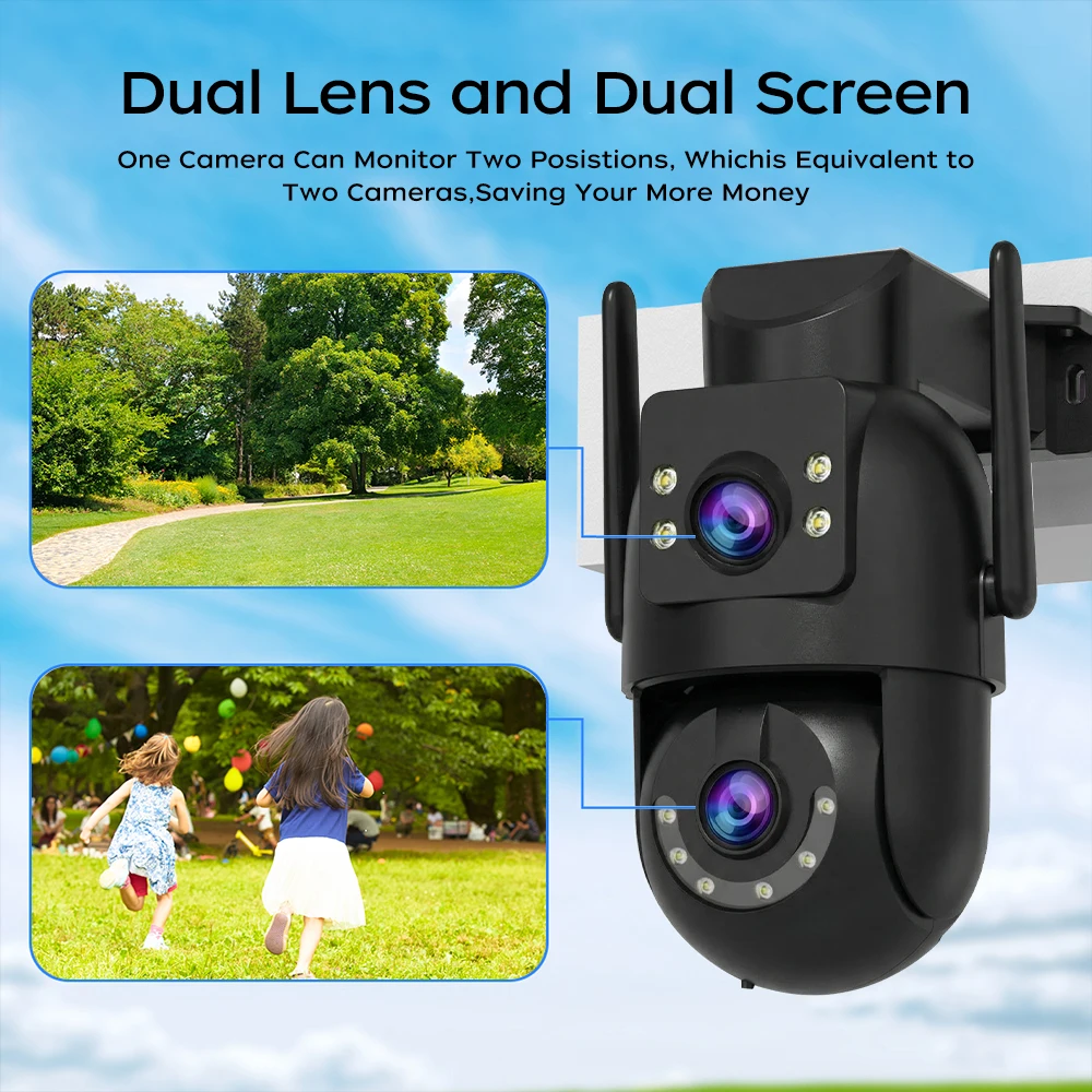 Jooah 4K 8MP Outdoor Surveillance Camera Dual Lens 5G Wifi IP Camera HD Full Color Night Vision CCTV Video Home Security Cameras