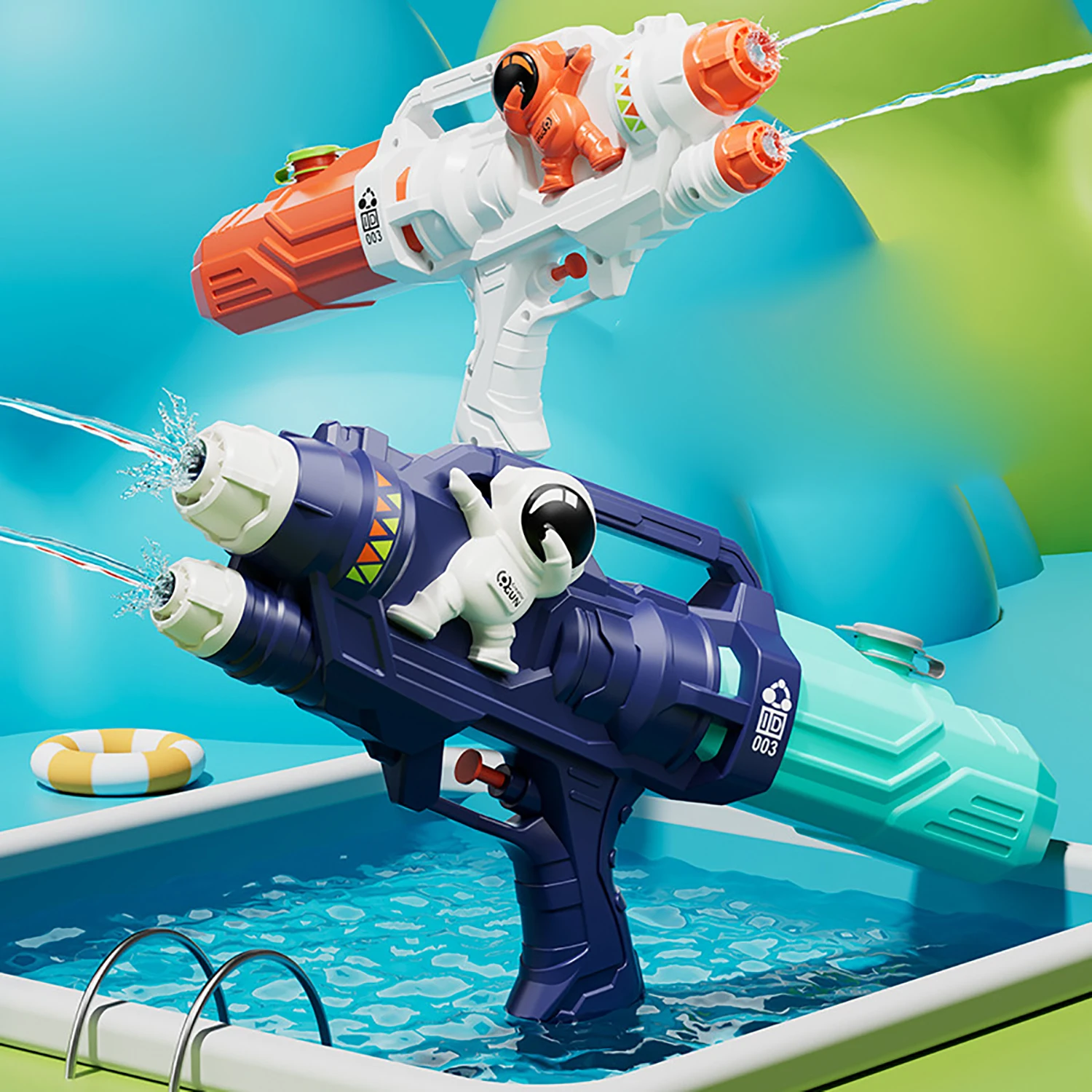 New astronaut water gun toy, large water gun, children\'s outdoor water play, multiplayer beach swimming pool