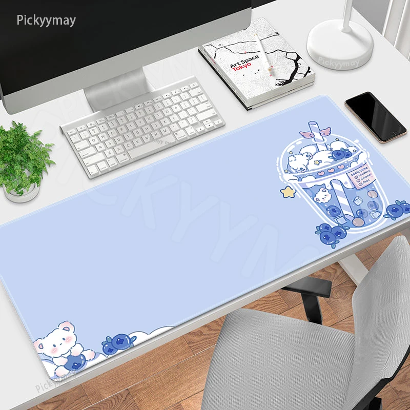 

80x30cm Lock Edge Milktea Mousepads Large Gaming Mousepad Keyboard Mats Mouse Mat Cute Fruit Desk Pad For Gift Anime Mouse Pads