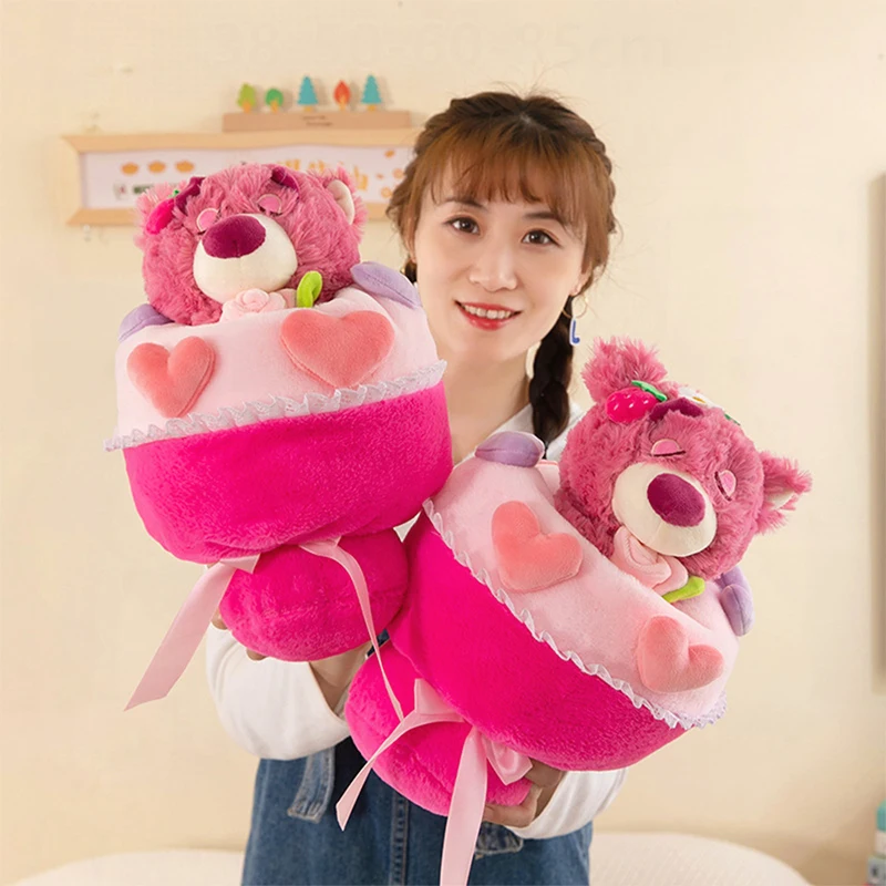 

Kawaii Strawberry Bear Plush Toy Lotso Stuffed Doll Bouquet Cute Gift for Kids Birthday Christmas Graduation Present Students
