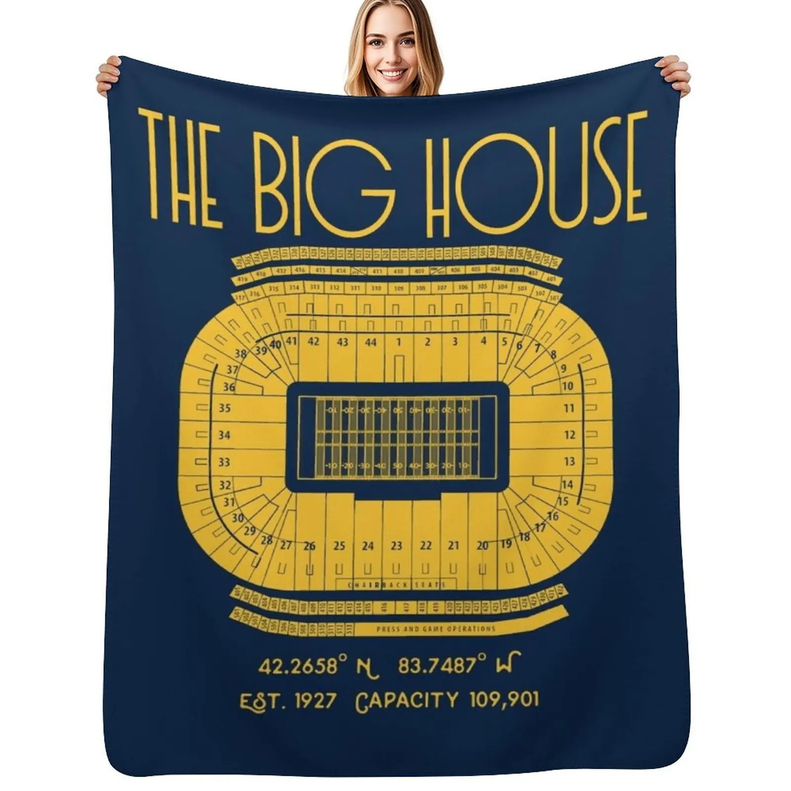 

Michigan Football Big House Stadium Poster Print Throw Blanket Cozy Warm Blanket for Bed Room Decor