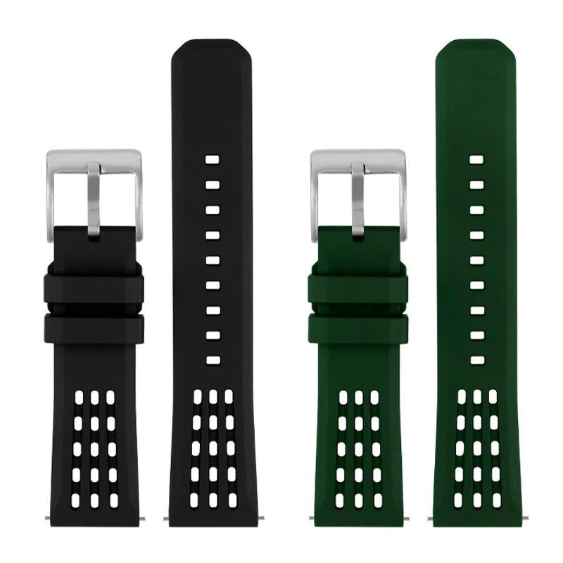 Premium-Grade Porous Structure Quick Release Fluorine Rubber Watch Strap 20mm 22mm New Design FKM Rubber Watch Band