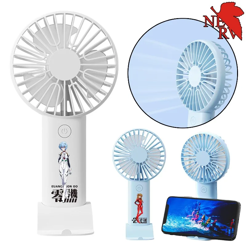 Новый ручной электрический вентилятор Century Evangelion, вентиляторы аниме EVA Ayanami Rei с подставкой для телефона, USB-вентилятор Asuka, настольные украшения, подарки