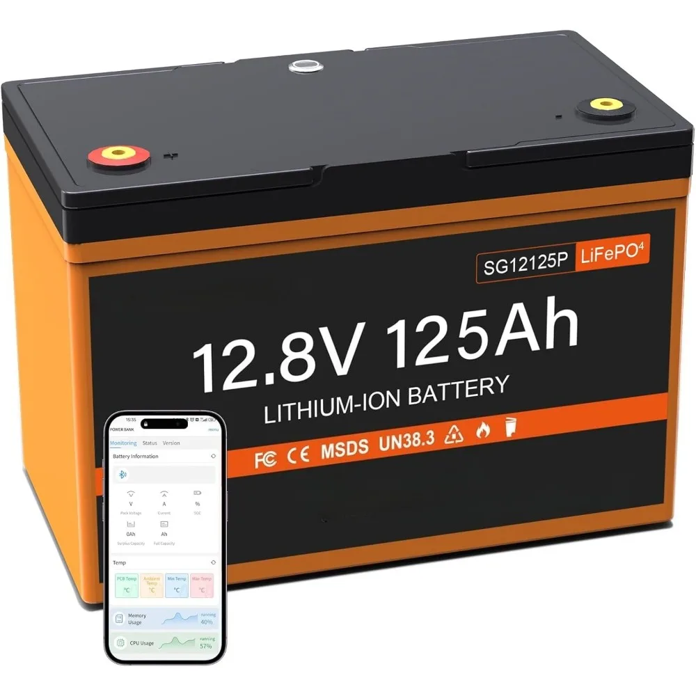 

Аккумулятор LiFePO4 12 В, 125 Ач, литиевая батарея BMS Group 27 глубокого цикла для троллингового двигателя, морского, автофургона, кемпера, прицепа, солнечной батареи