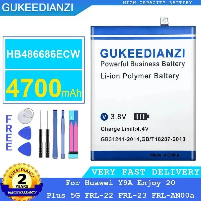 

HB486686ECW Mobile Phone Battery 4700Mah Reliable Power For Huawei Y9A Enjoy 20 Plus 5G Frl-22 Frl-23 Frl-An00a