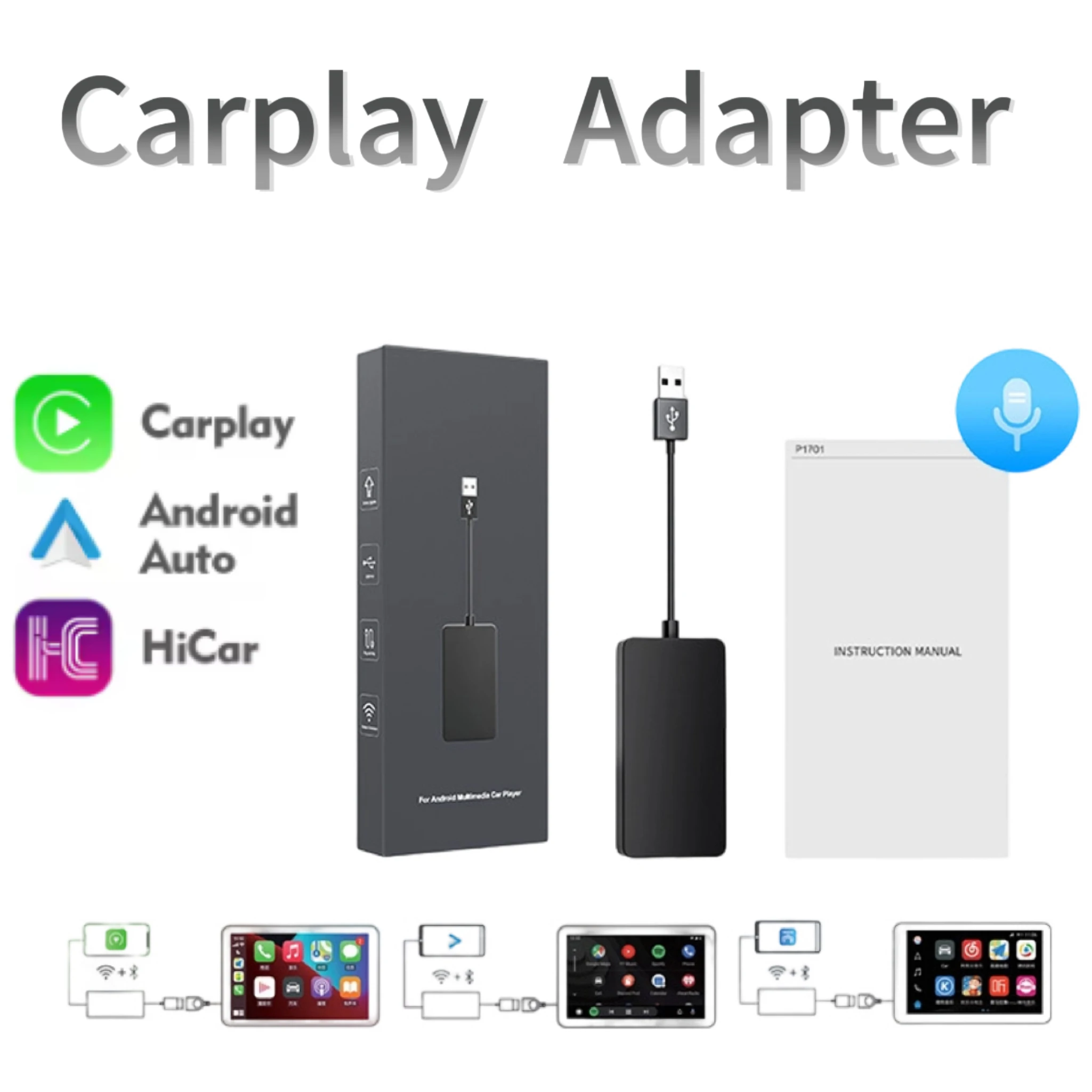 

Android IOS Car Machine Special Wireless Carplay Module Hicar Adapter androidauto box 4 in 1