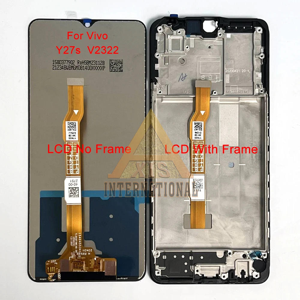 Original For Vivo Y27S V2322 LCD Y17S Display Screen+Touch Panel Digitizer Frame For Vivo Y27 V2249 LCD Y17 1902 V1901A Display