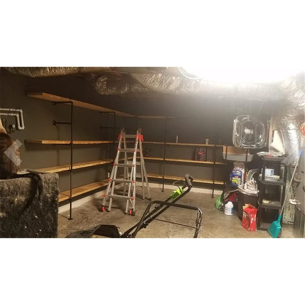 دعامات رفوف أنابيب الحديد المثبتة على الحائط على الطراز الصناعي العتيق لحلول تخزين رف الكتب المفتوحة بنفسك #2