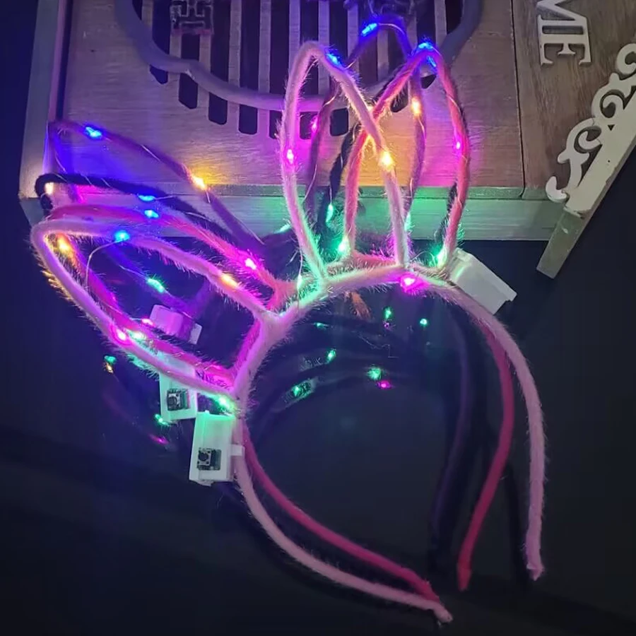 10/20/30szt Dziewczyna Kobiety Led Glow Cat Bunny Ear Hairband Light Up Flash Headband Glow In the Dark Birthday Wedding Party Supply