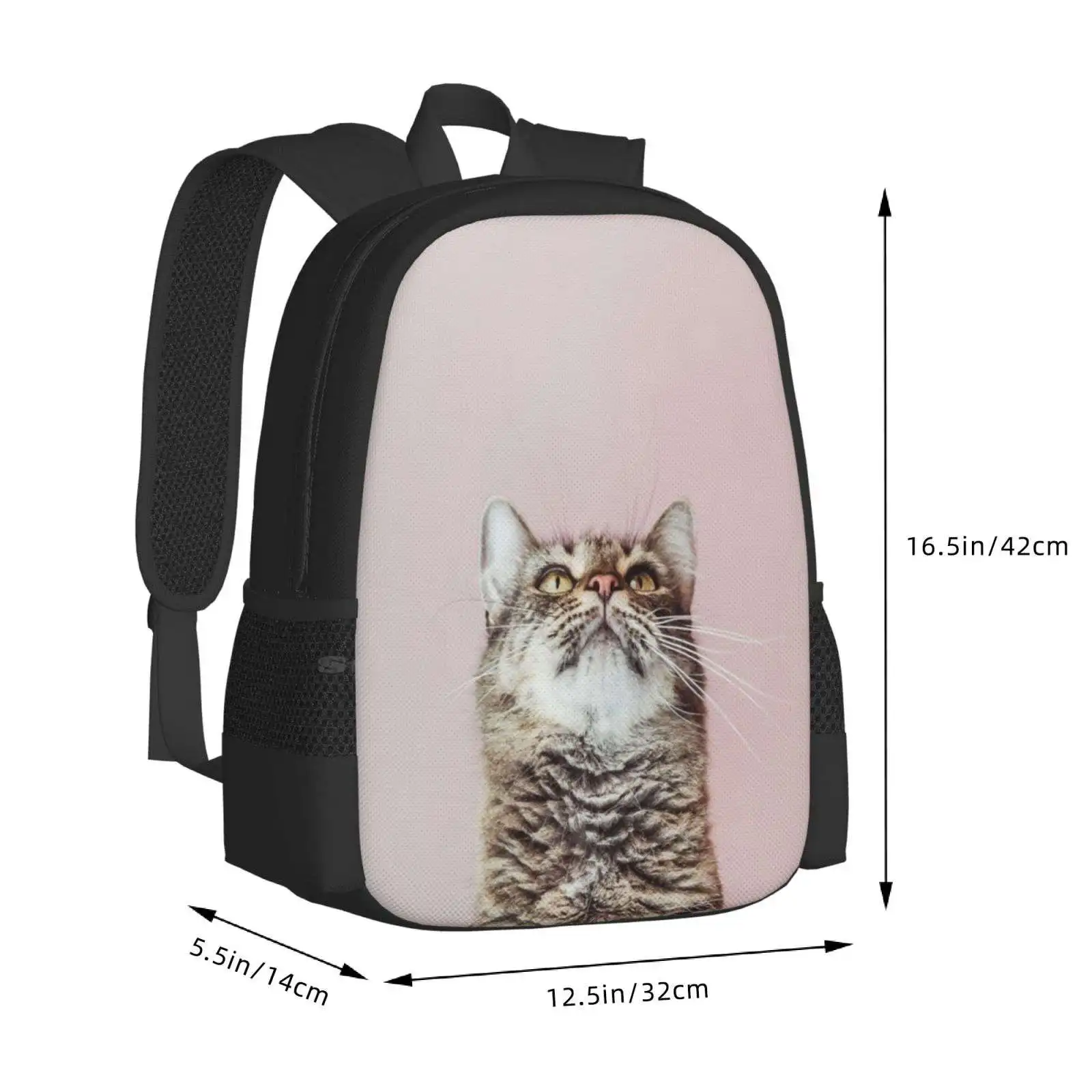 Beautiful Cat Looking Up New Arrivals Unisex Bags Student Bag Backpack Animal Portrait Background Bliss Cat Close Up Cute