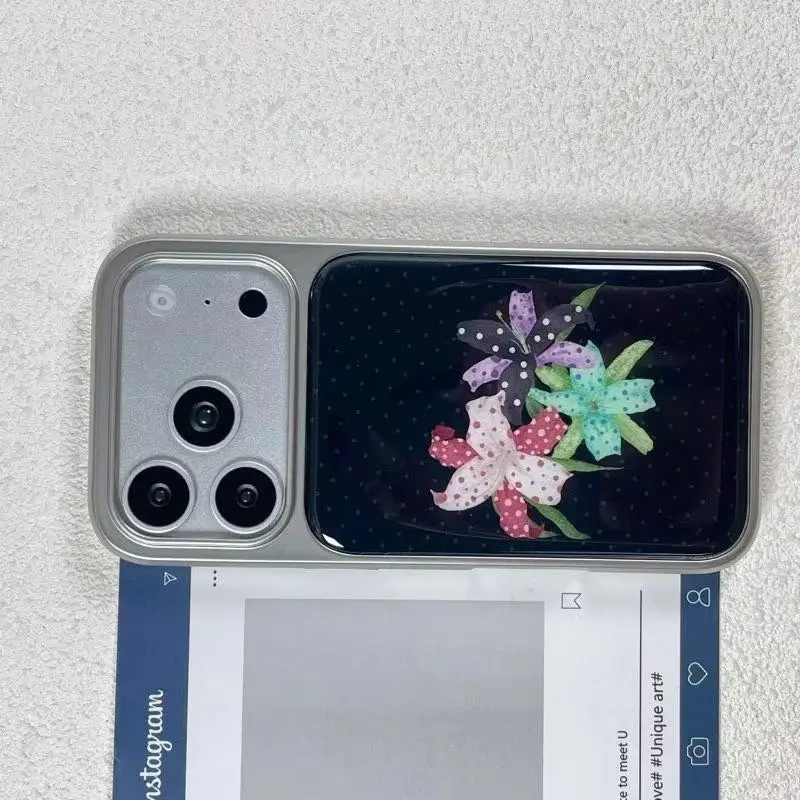 

Ins Korean retro floral style Phone Case for IPhone 17 17e 16e 16 15 14 13 12 11 Air Pro Max XR 8 7 Plus Electroplated Drip Glue