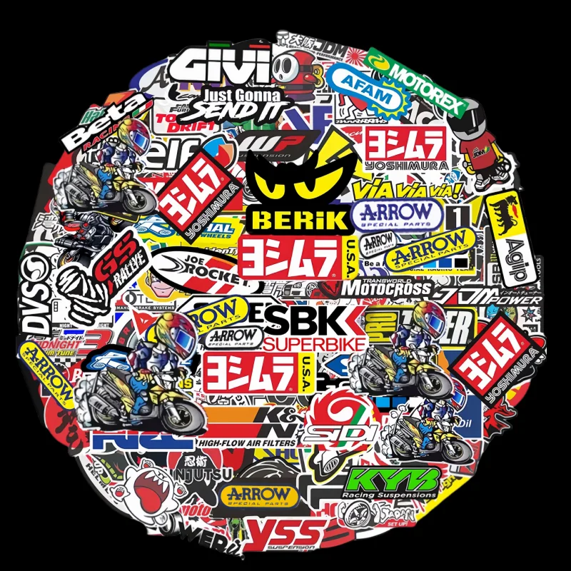 40/80/120pcs Random Motorcycle Stickers Decals Car Bike Helmet Tank Racing Sponsor Logo Set For Honda Yamaha Kawasaki Suzuki KTM